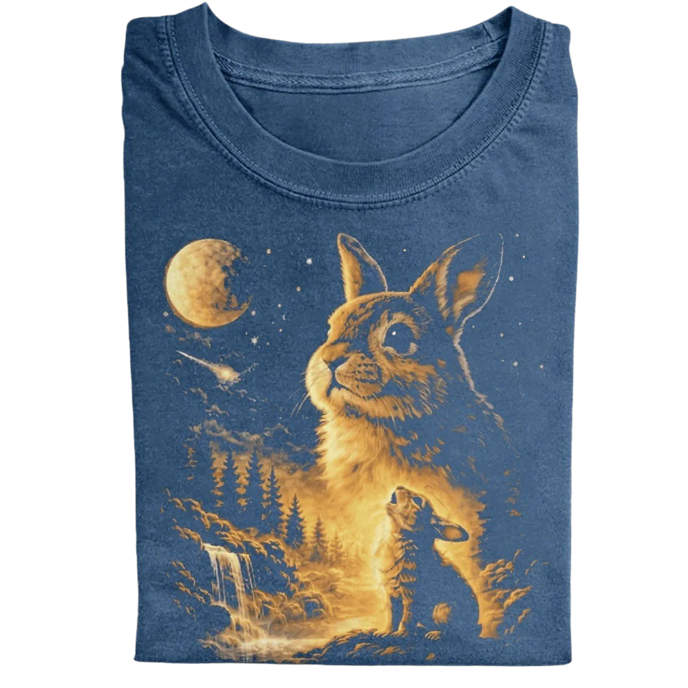 Vintage Moonlit Rabbit T-Shirt – Aesthetic Cottagecore Bunny Nature Tee