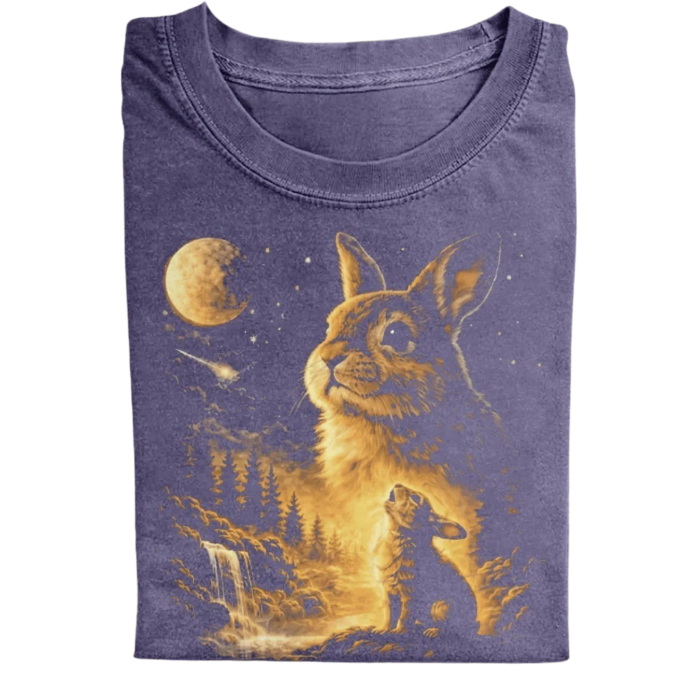 Vintage Moonlit Rabbit T-Shirt – Aesthetic Cottagecore Bunny Nature Tee